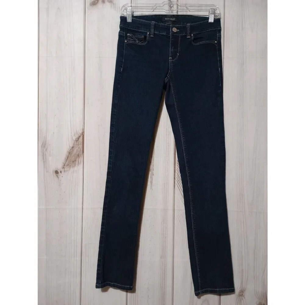 White House Black Market Jeans Ladies 2 Skinny Dark Wash Blanc‎
